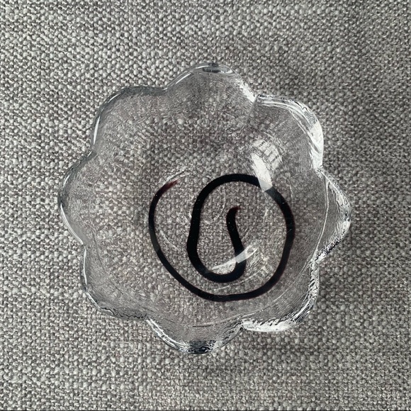 Scalloped Purple Swirl Art Glass Bowl Handmade Artisan Made Textured - Picture 9 of 16